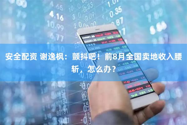安全配资 谢逸枫：颤抖吧！前8月全国卖地收入腰斩，怎么办？