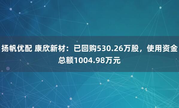 扬帆优配 康欣新材：已回购530.26万股，使用资金总额1004.98万元
