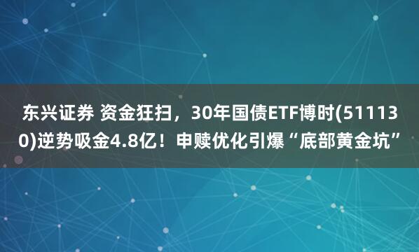 东兴证券 资金狂扫，30年国债ETF博时(511130)逆势吸金4.8亿！申赎优化引爆“底部黄金坑”