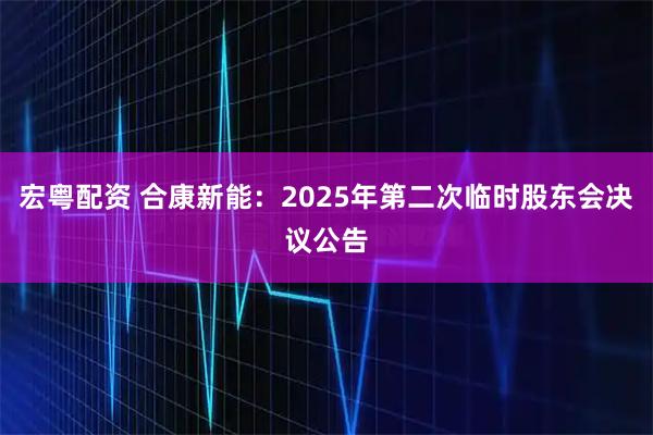 宏粤配资 合康新能：2025年第二次临时股东会决议公告