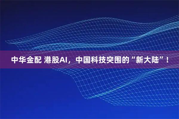 中华金配 港股AI，中国科技突围的“新大陆”！
